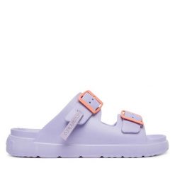 Klapki D.Franklin. Fioletowe klapki D.Franklin, bez wzorów, bez obcasa, bez zapięcia. Za 169.99 zł.