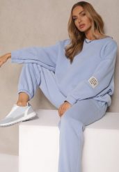 Niebieski Komplet Dresowy z Polarową Podszewką Bluza i Joggery Ziline. Niebieskie bluzy bez kaptura Renee, bez wzorów, z bawełny, bez kaptura. W wyprzedaży za 143.99 zł.