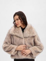 Noisy May kurtka ze sztucznego futra - NMMoira Kobiety beżowy|szary, XL. Brązowe kurtki Noisy May, xl, bez wzorów, glamour, bez kaptura. Za 329.95 zł.
