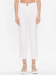 Marella Spodnie materiałowe Livorno 2331311832 Biały Slim Fit. Białe spodnie materiałowe Marella, bez wzorów, ze lnu. Za 1,009.00 zł.