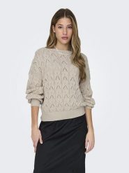 ONLY Sweter w kolorze beżowym rozmiar: L. Brązowe swetry ONLY, l, bez wzorów, bez ramiączek. Za 126.75 zł.