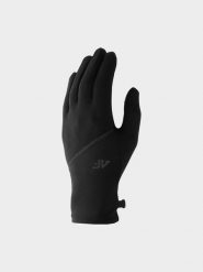 4F Rękawiczki dzianinowe Touch Screen uniseks - czarne L. Czarne rękawiczki 4f, bez wzorów, z dzianiny. W wyprzedaży za 39.99 zł.