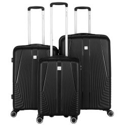 Zestaw walizek podróżnych z tworzywa ABS w czarnym kolorze Peterson PTN PP-09-SET3. Czarne walizki Peterson. Za 549.99 zł.