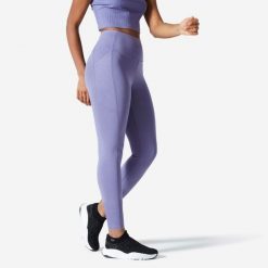 Legginsy fitness damskie Domyos 520. Zielone legginsy DOMYOS, bez wzorów, z bawełny, eleganckie, długie. Za 69.99 zł.