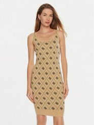 Guess Sukienka dzianinowa Sarah W4BK98 Z3JD2 Beżowy Slim Fit. Brązowe sukienki Guess, s, z aplikacjami, z dzianiny, bez kołnierzyka, bez ramiączek. Za 259.99 zł.