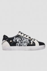 KARL LAGERFELD Czarno-białe damskie trampki SKOOL KARL STATE OF MIND, Rozmiar 38. Czarne trampki KARL LAGERFELD, bez wzorów, klasyczne, przed kostkę, bez zapięcia. W wyprzedaży za 599.99 zł.