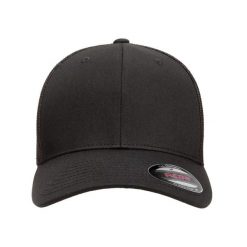 Siatkowa Czapka Z Daszkiem. Czarne czapki z daszkiem FLEXFIT, bez wzorów, z bawełny. Za 65.99 zł.