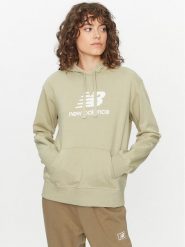New Balance Bluza Essentials Stacked Logo Hoodie WT31533 Zielony Regular Fit. Zielone bluzy New Balance, s, bez wzorów, z bawełny, bez ramiączek, bez kaptura. Za 199.99 zł.