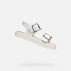 Sandały GEOX J SANDAL KODETTE H Biały. Białe sandały Geox, bez wzorów, z syntetyku, bez obcasa, bez zapięcia. Za 240.75 zł.