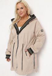 Beżowa Kurtka o Fasonie Parki z Metalicznym Wzorem na Kapturze i Rękawach Anelvi. Brązowe kurtki Born2be, plus size, bez wzorów, klasyczne, z kapturem. W wyprzedaży za 125.99 zł.