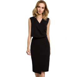 Sukienka elegancka ołówkowa do pracy kopertowy dekolt czarna. Czarne sukienki Sukienki.shop, do pracy, xl, bez wzorów, biznesowe, bez kołnierzyka, bez ramiączek, kopertowe. Za 129.00 zł.