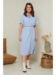 Curvy Lady Sukienka w kolorze błękitnym rozmiar: 40/42. Niebieskie sukienki Curvy Lady, bez wzorów, klasyczne, bez kołnierzyka, bez ramiączek, midi. Za 73.76 zł.