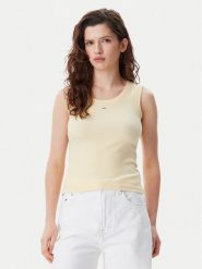 Tommy Jeans Top Essential DW0DW20673 Żółty Slim Fit. Żółte topy Tommy Jeans, s, bez wzorów, z bawełny, bez kołnierzyka, bez ramiączek. Za 79.99 zł.