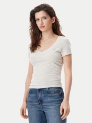Tommy Jeans T-Shirt DW0DW20458 Beżowy Slim Fit. Brązowe t-shirty Tommy Jeans, xxs, bez wzorów, z bawełny, bez kołnierzyka, bez ramiączek. Za 79.99 zł.