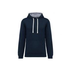 Wzorzysta bluza z kontrastowym kapturem Kariban. Niebieskie bluzy z kapturem KARIBAN, s, bez wzorów, z bawełny. Za 246.50 zł.