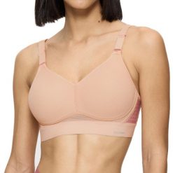 Biustonosz sportowy Hybrid Lite. Brązowe biustonosze sportowe TRIACTION, bez wzorów, z elastanu, na fitness i siłownię. Za 281.00 zł.