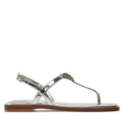 Sandały Guess. Szare sandały Guess, z aplikacjami, bez obcasa, na płaskiej podeszwie, bez zapięcia. Za 429.99 zł.