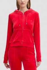 JUICY COUTURE Czerwona bluza damska Robertson Hoodie, Rozmiar S. Czerwone bluzy Juicy Couture, s, bez wzorów, z materiału, klasyczne, bez ramiączek, z kapturem. W wyprzedaży za 255.99 zł.