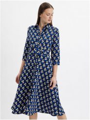 Orsay Sukienka w kolorze czarno-niebiesko-białym rozmiar: 36. Białe sukienki Orsay, bez wzorów, z tkaniny, bez kołnierzyka, bez ramiączek, midi. Za 87.19 zł.