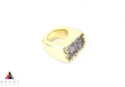 Pierścionek Agat Szary 3/4 Złoto rozmiar 11. Szare pierścionki Brazi druse jewelry, z agatem, złote. Za 350.00 zł.