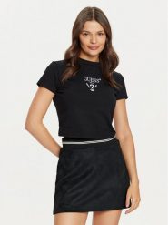 Guess T-Shirt V4YI20 KCDH1 Czarny Boxy Fit. Czarne t-shirty Guess, m, z aplikacjami, z bawełny, bez kołnierzyka, bez ramiączek. Za 139.99 zł.