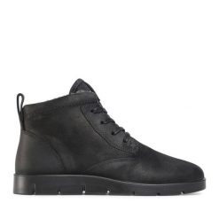 Botki ECCO. Czarne botki ECCO, bez wzorów, bez obcasa, na płaskiej podeszwie, bez zapięcia. Za 399.99 zł.