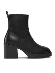 ONLY Botki 15304864 Czarny. Czarne botki ONLY, bez wzorów, ze skóry, bez obcasa, na słupku, bez zapięcia. Za 179.99 zł.