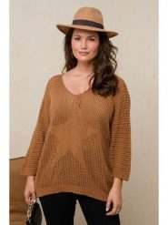 Curvy Lady Sweter w kolorze jasnobrązowym rozmiar: 48/50. Brązowe swetry Curvy Lady, bez wzorów, ze splotem, klasyczne, bez ramiączek. Za 156.24 zł.