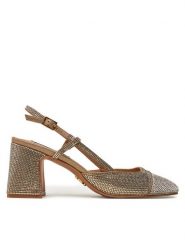 Steve Madden Sandały Zeina-R SM11003127 Złoty. Żółte sandały Steve Madden, bez wzorów, z tworzywa sztucznego, bez obcasa, na słupku, bez zapięcia. Za 559.99 zł.