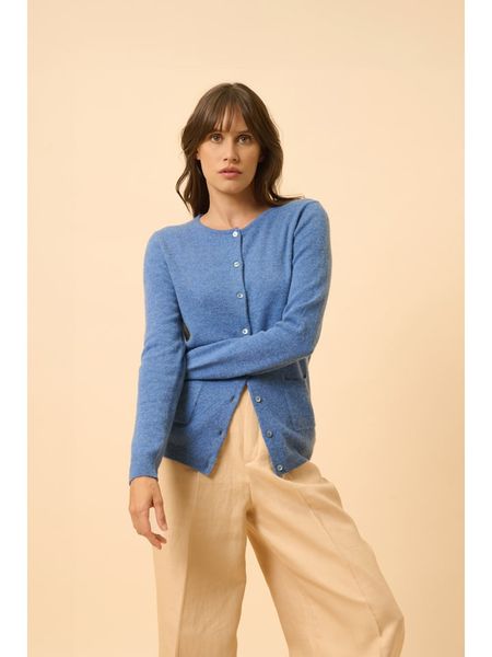 Just Cashmere Kaszmirowy kardigan "Katharine" w kolorze niebieskim rozmiar: M. Niebieskie swetry Just Cashmere, m, bez wzorów, z kaszmiru, bez ramiączek. Za 369.99 zł.