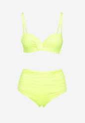 Jasnozielone Bikini Usztywniany Biustonosz na Regulowanych Ramiączkach i Majtki z Wysokim Stanem Olamarie. Zielone bikini Renee, bez wzorów, wakacyjne. W wyprzedaży za 55.99 zł.