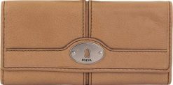 Portfel damski Fossil Maddox skóra camel beż. Brązowe portfele Fossil, bez wzorów, ze skóry. Za 219.99 zł.