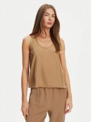Marella Top Meana 2513161045 Beżowy Regular Fit. Brązowe topy Marella, bez wzorów, z jedwabiu, bez kołnierzyka, bez ramiączek. Za 679.99 zł.