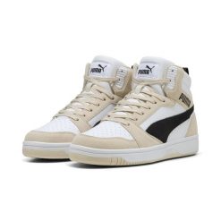Sneakersy unisex Rebound v6 SD PUMA Alpine Snow Black White. Białe buty sportowe lifestyle Puma, bez wzorów, retro, bez zapięcia. W wyprzedaży za 254.00 zł.