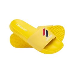 Klapki basenowe damskie Superdry Patch Pool Slide. Czerwone klapki Superdry, bez wzorów, bez obcasa, bez zapięcia. Za 80.00 zł.