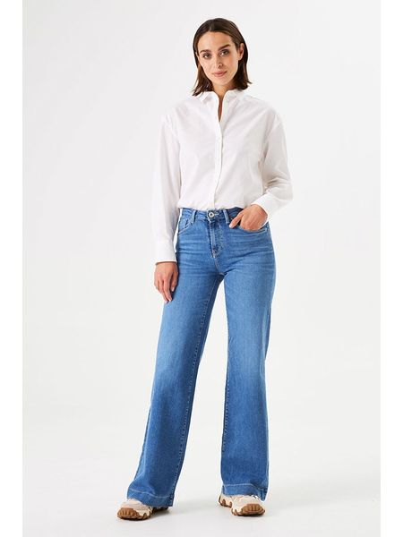 Garcia Dżinsy - Flare fit - w kolorze niebieskim rozmiar: W27. Niebieskie jeansy Garcia, z aplikacjami, z bawełny, klasyczne. Za 236.61 zł.