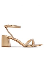 Aldo Sandały Boucliette 14344620 Złoty. Żółte sandały Aldo, bez wzorów, ze skóry, bez obcasa, na słupku, bez zapięcia. Za 319.99 zł.