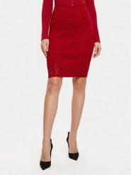Guess Spódnica mini W5RD83 Z2Y50 Czerwony Slim Fit. Czerwone spódnice Guess, s, z aplikacjami, z syntetyku, mini. Za 229.99 zł.