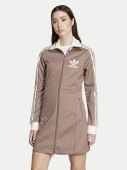 Adidas Sukienka dzianinowa adicolor 3-Stripes JC5779 Beżowy Regular Fit. Brązowe sukienki adidas, s, bez wzorów, z bawełny, bez kołnierzyka, bez ramiączek. Za 239.99 zł.
