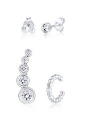 Elli Damskie kolczyki nausznice z kryształami ze srebra próby 925 Kolczyki 1 ct. Szare kolczyki Elli, z kryształem, srebrne. Za 198.99 zł.