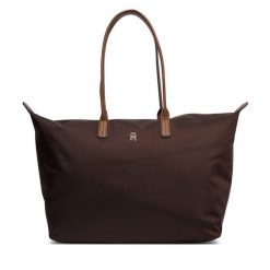 Torebka Tommy Hilfiger. Brązowe shopper bag Tommy Hilfiger, bez wzorów, bez dodatków. Za 449.99 zł.