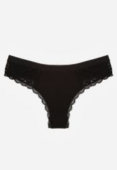 Czarne Majtki Stringi Ozdobione Koronką z Bawełną Meniliphis. Czarne stringi Renee, bez wzorów, z bawełny. Za 6.99 zł.