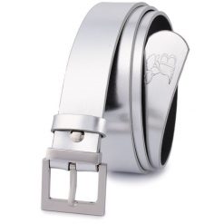 Pasek skórzany BELTIMORE r.95-110 cm D70 srebrny. Szare paski bez wzorów. Za 54.90 zł.