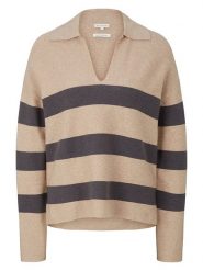 Tom Tailor Sweter w kolorze beżowo-brązowym rozmiar: L. Brązowe swetry Tom Tailor, l, bez wzorów, z bawełny, bez ramiączek. Za 79.59 zł.