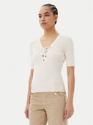 Morgan Sweter 251-MFEMI Beżowy Slim Fit. Brązowe swetry Morgan, m, bez wzorów, z wiskozy, bez ramiączek. Za 139.99 zł.