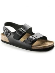 Birkenstock Sandały "Milano" w kolorze czarnym rozmiar: 41. Czarne sandały Birkenstock, bez wzorów, klasyczne, z otwartym noskiem, bez obcasa, bez zapięcia. Za 218.57 zł.
