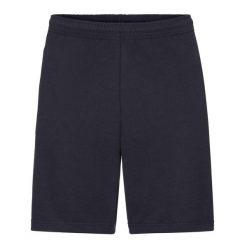 Lekkie Spodenki Dla Dorosłych Unisex. Niebieskie szorty fruit of the loom, bez wzorów, sportowe. Za 66.99 zł.