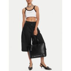 Torebka Juicy Couture. Czarne shopper bag Juicy Couture, bez wzorów, bez dodatków. Za 369.99 zł.