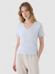 4F T-shirt oversize z modalem damski - niebieski XS. Niebieskie t-shirty 4f, xs, bez wzorów, z bawełny, klasyczne, bez kołnierzyka, bez ramiączek. W wyprzedaży za 39.99 zł.