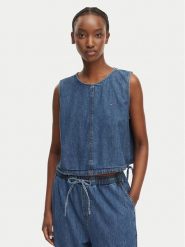 Tommy Jeans Top DW0DW22609 Niebieski Regular Fit. Niebieskie topy Tommy Jeans, s, bez wzorów, z bawełny, bez kołnierzyka, bez ramiączek. Za 329.99 zł.